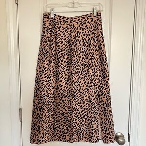 Anthropologie Black and Tan Leopard A-Line Skirt